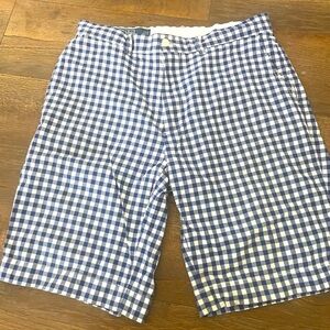 POLO BY RALPH LAUREN MENS GINGHAM SHORTS. NAVY/WHITE CHECK. WAIST 33”